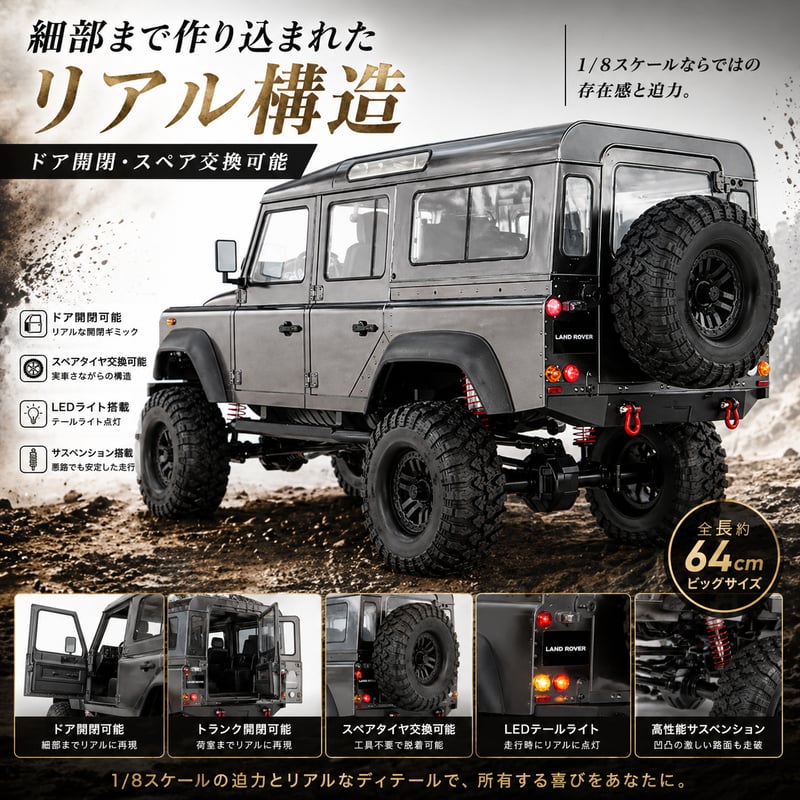 ラジコン オフロード ディフェンダー 1/8スケール Land Rover Defender