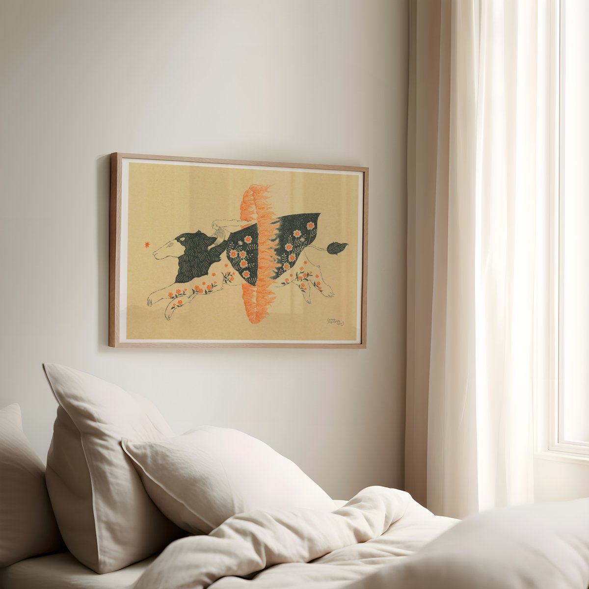 火の輪くぐり ジクレー版画 杉本さなえ | 双柿舎 two persimmons