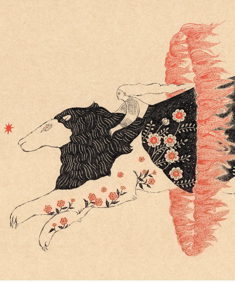 火の輪くぐり ジクレー版画 杉本さなえ | 双柿舎 two persimmons