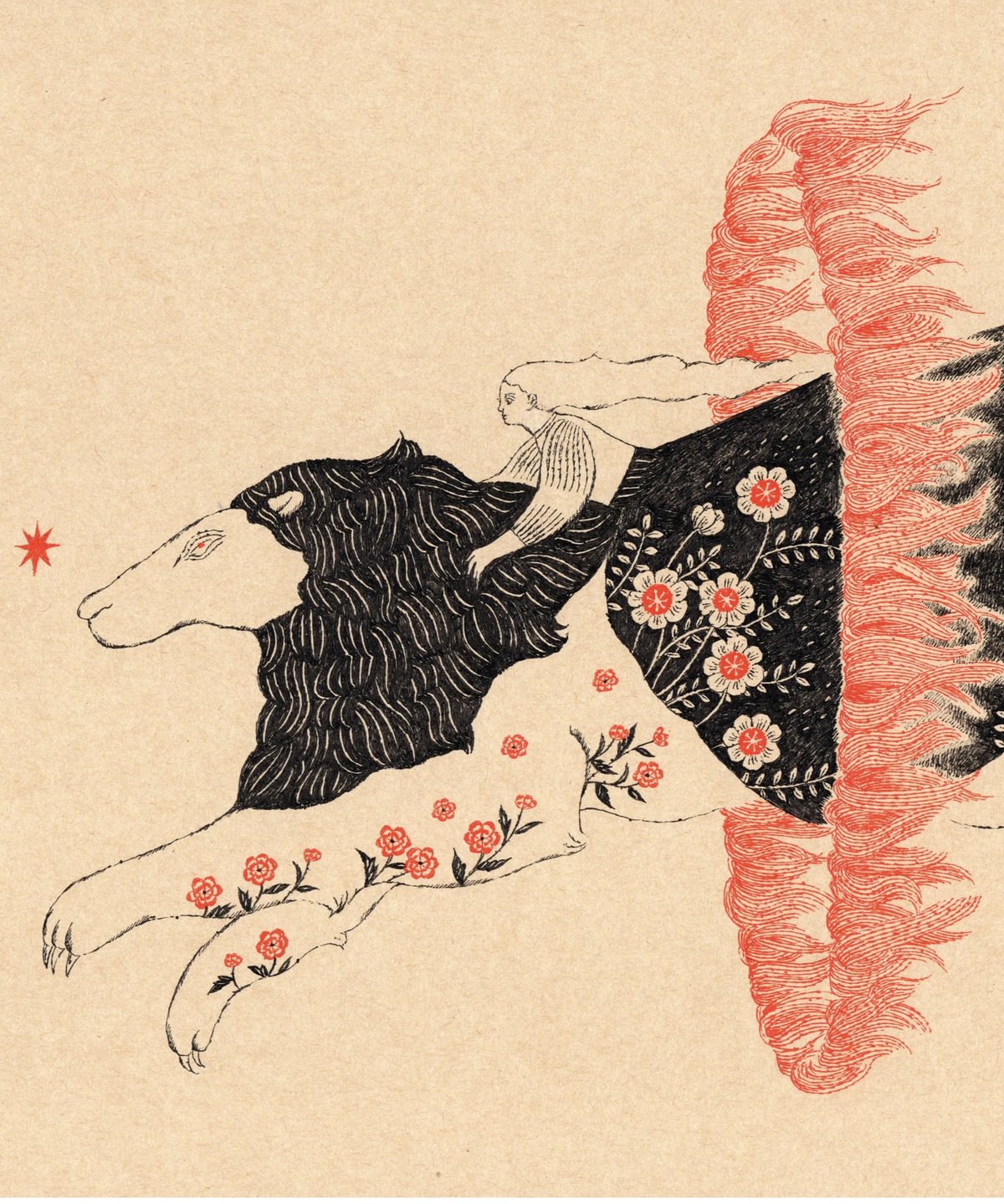 火の輪くぐり ジクレー版画 杉本さなえ | 双柿舎 two persimmons