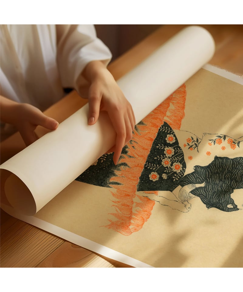 火の輪くぐり ジクレー版画 杉本さなえ | 双柿舎 two persimmons