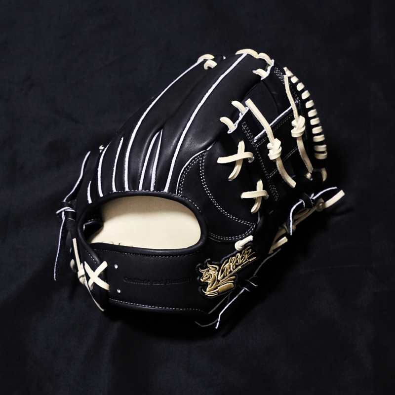 R-GRACE 041 硬式用グローブ 黒 レザー　袋付き GL-041 定番品 硬式グラブ 内野手用【 Gratias Line 】 | R-GRAC