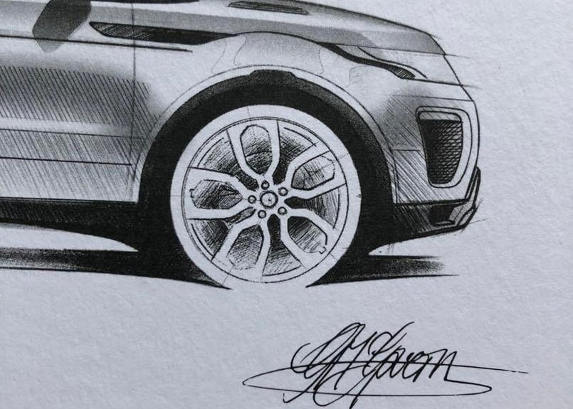 レンジローバー Evoque イヴォーク アートスケッチ サイン 収納ケース付き レンジローバー Evoque イヴォーク アートスケッチ サイン 収納