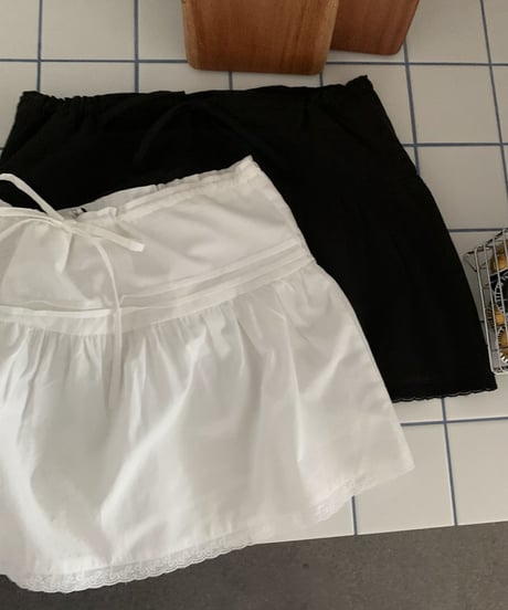 ribbon lace mini skirt / 2color