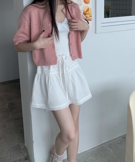 ribbon lace mini skirt / 2color