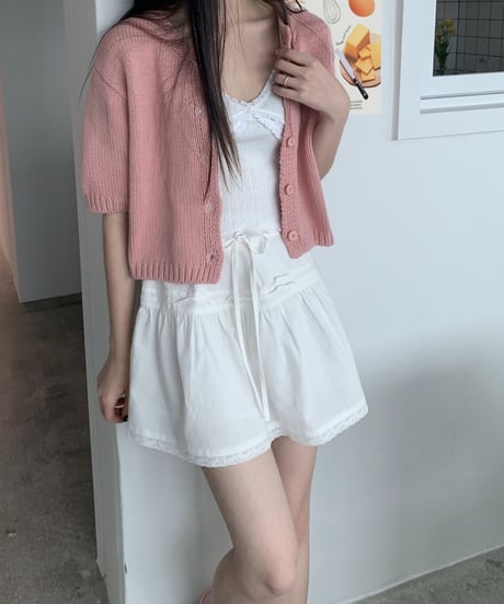 ribbon lace mini skirt / 2color