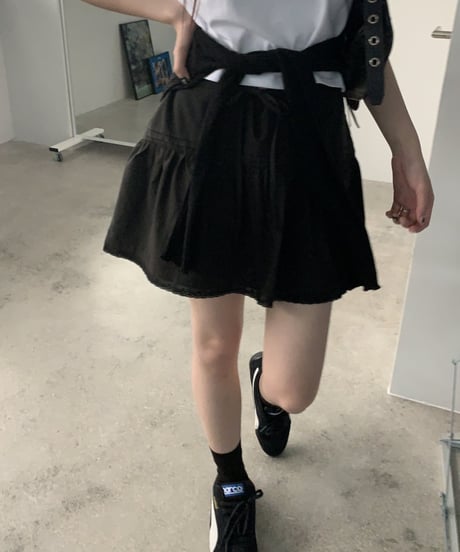 ribbon lace mini skirt / 2color