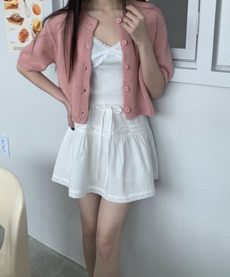 ribbon lace mini skirt / 2color