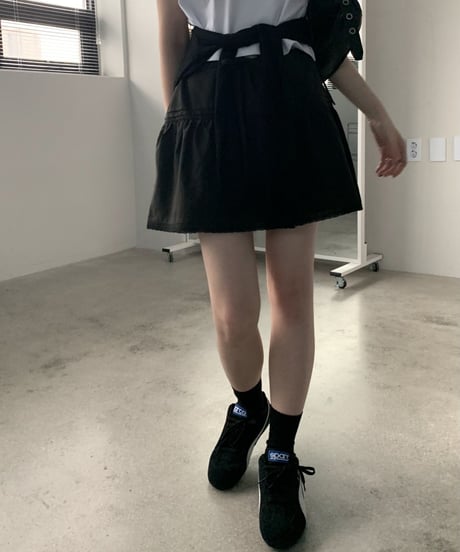 ribbon lace mini skirt / 2color