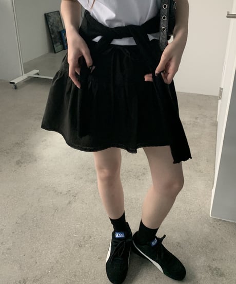 ribbon lace mini skirt / 2color