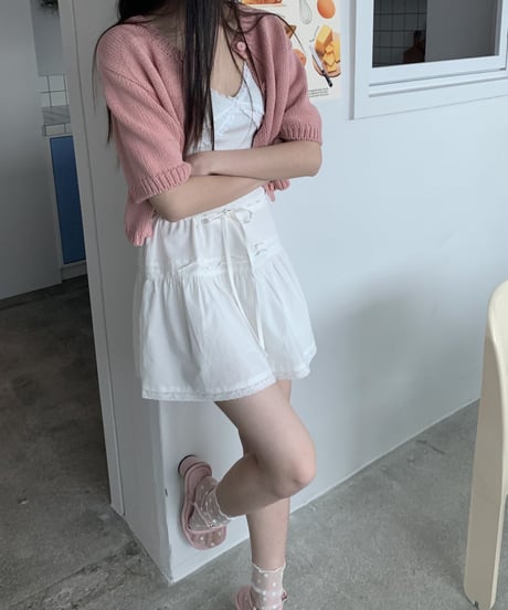 ribbon lace mini skirt / 2color