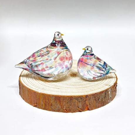 Glass Bird No25親子台座付き