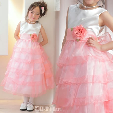 SALE 子供ドレス ピアノ 発表会 女の子 フォーマル 子ども フラワーガール バラの花びらのように可憐な5段ティアードフリルドレス「ピンク」 100 110 120 130 140