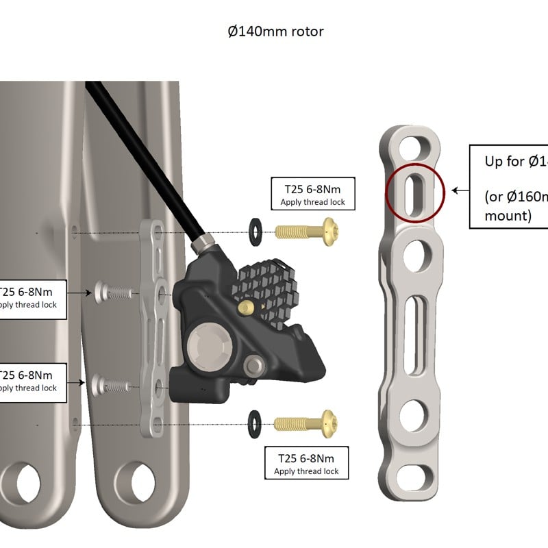 Flat-Mount ディスクブレーキアダプター（SRAM ロードキャリパー用