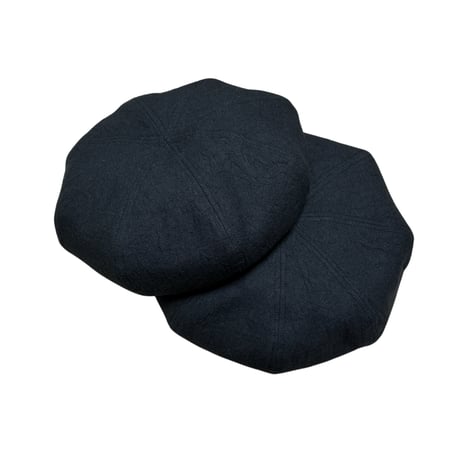 Solid Linen Canvas Beret / Black
