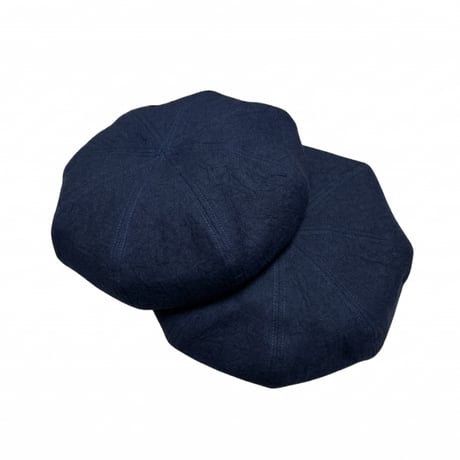 Solid Linen Canvas Beret / Dark Navy