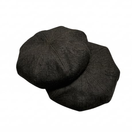 Solid Linen Canvas Beret / Gray Khaki