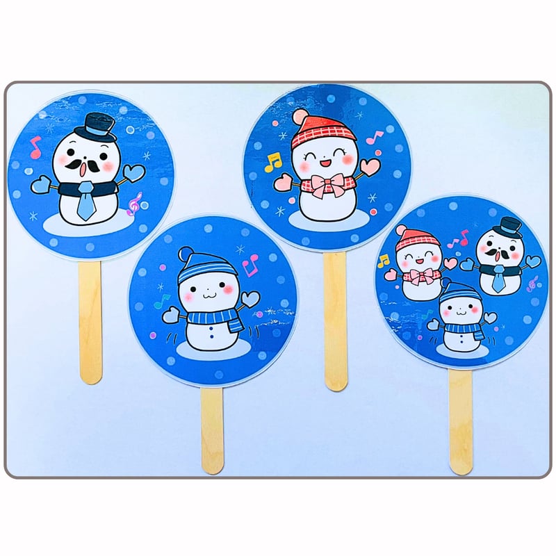 雪だるまページ 大サイズ】雪だるまのチャチャチャ ペープサート データ素材