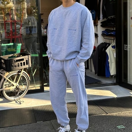 10.0 oz Raglan sleeves crew neck logo embroidery sweater (Gray)