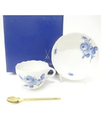 マイセン　Meissen ブルーローズ カップ＆ソーサー　スプーン付　箱　蕾