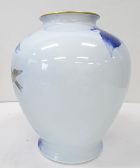 宮内庁御用達　有田焼　花瓶　深川　紫陽花小鳥花瓶