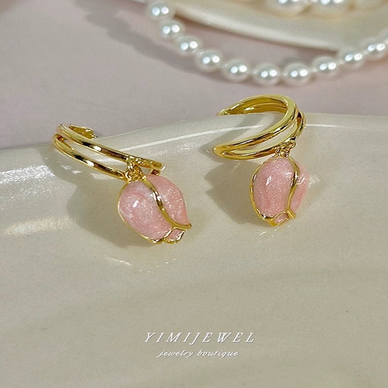 花ピアス 可愛いピアス S925金属アレルギー対応 ピングピアス ゴールド