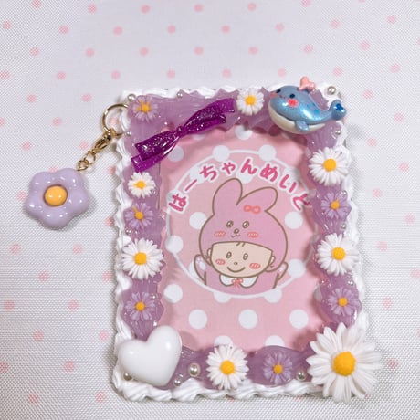 ホイップデコトレカケース（くじら×お花チャーム）