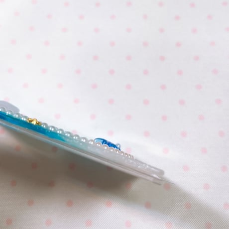 海×白リボンキルティング硬質ケース  B8  【訳あり】