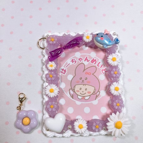 ホイップデコトレカケース（くじら×お花チャーム）