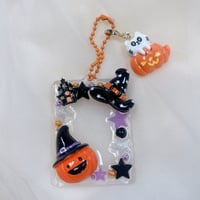 【Halloween】ミニトレカケース 【黒帽子✖️白猫チャーム】