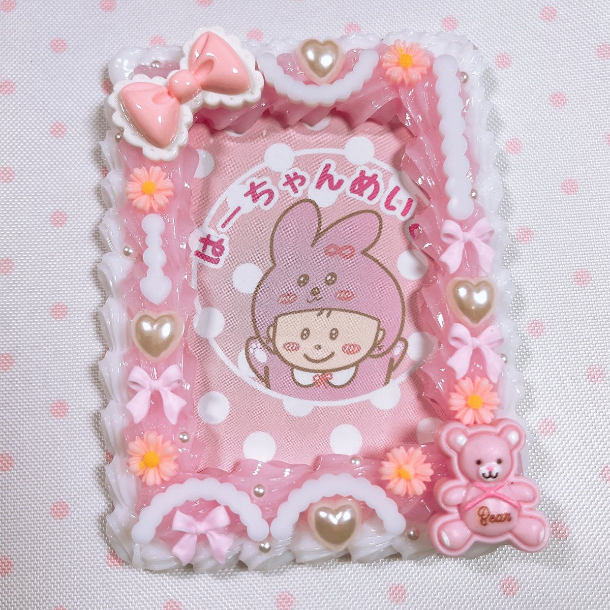 B8 デコ硬質ケース レースデコ デコ名札 トレカチェキ 韓国 ピンク 黒