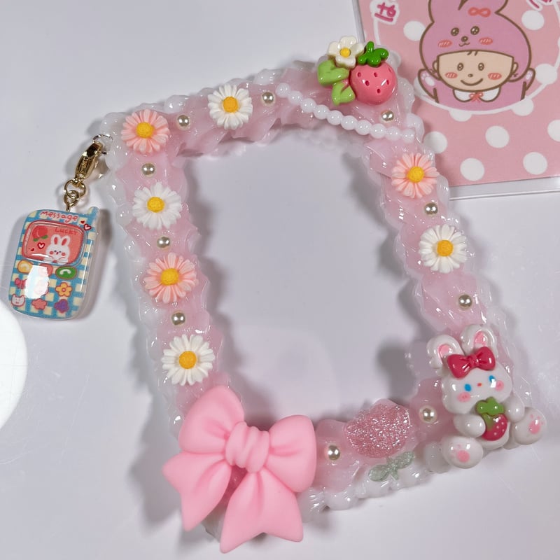 ホイップデコトレカケース 硬質ケースB8 ガラケーチャーム付き うさぎ  