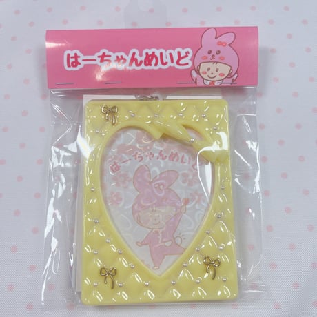 レジンキーホルダー  キルティングハートケース　黄色