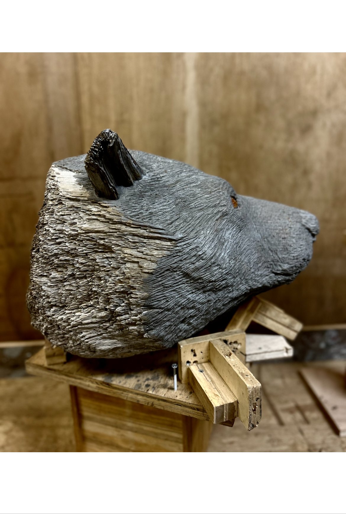 シロクマの子供　木彫り シロクマの子ども(木彫)21号 | wood and wool animals STORE