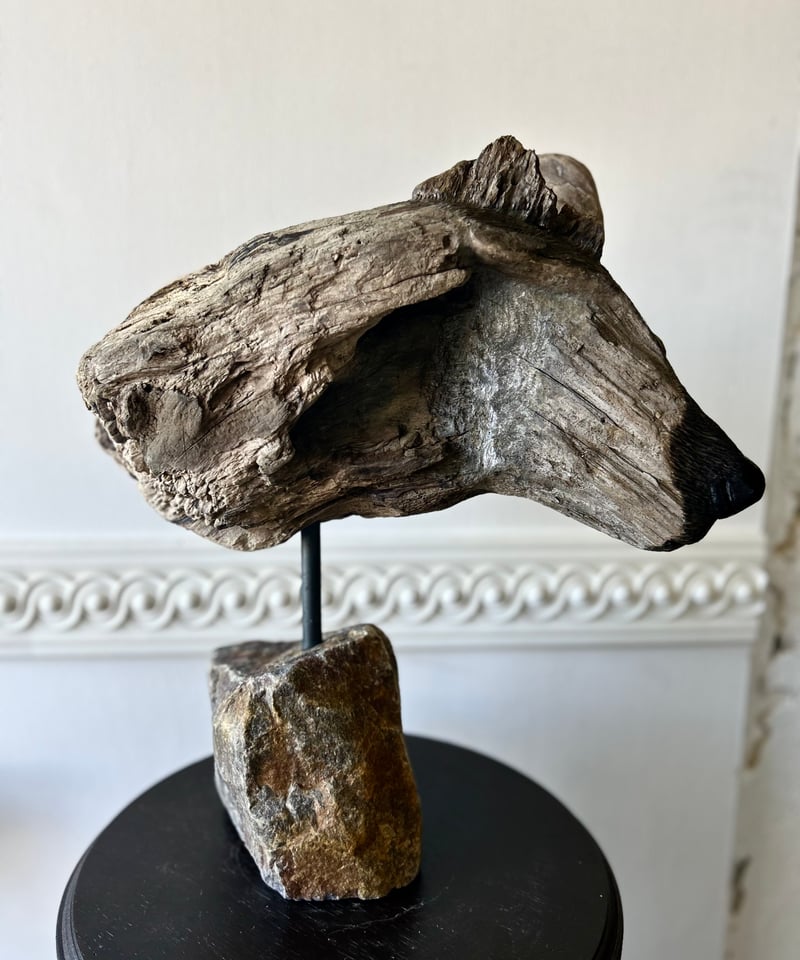 実家の蔵 天然大理石 玉をくわえた龍の彫刻 古い判材 判子