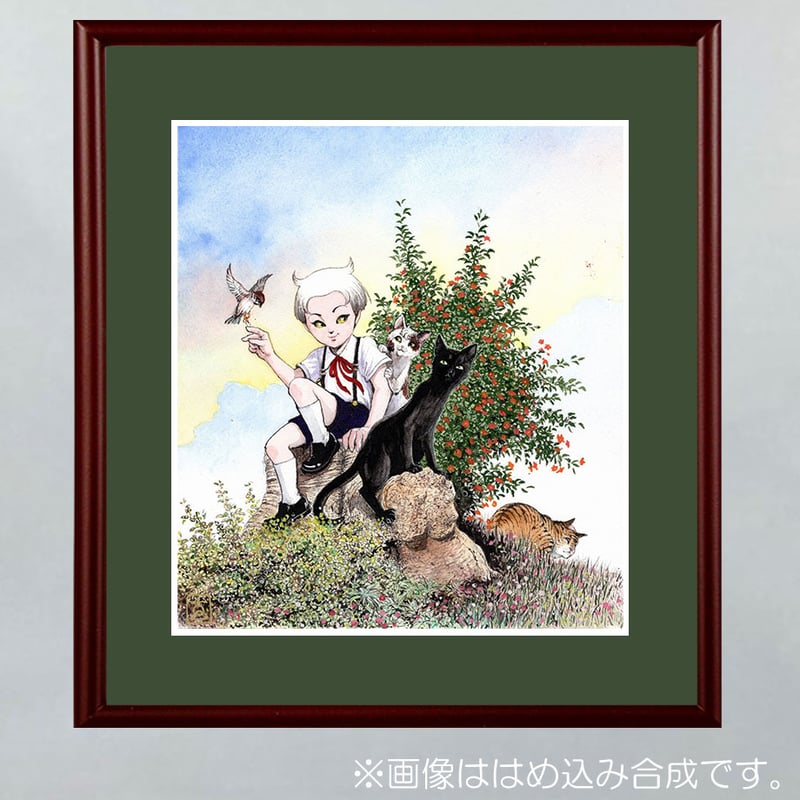 漫画家 色紙 額装 猫 漫画家 色紙 額装 猫