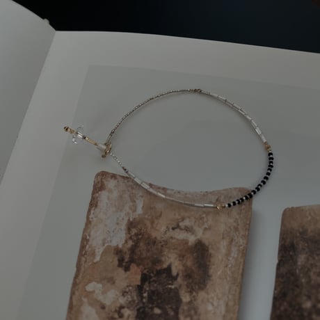 6/6 再入荷◎- black × silver - quartz bracelet  -