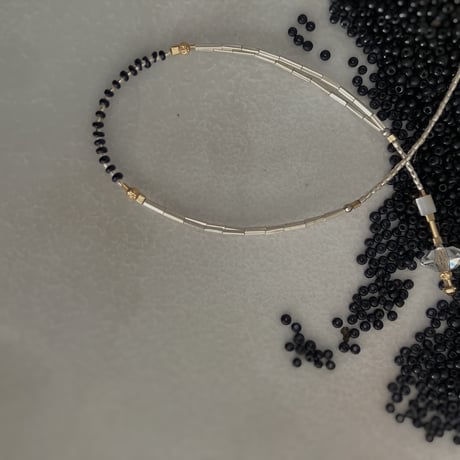 6/6 再入荷◎- black × silver - quartz bracelet  -