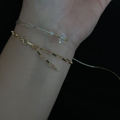 6/6 再入荷◎- black × silver - quartz bracelet  -