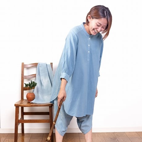 【久留米織】藍染め　サルエルパンツ