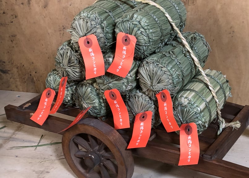 上越市の縁起物の大八車と米俵（1合サイズ10個 お米無し） | ニイガタ