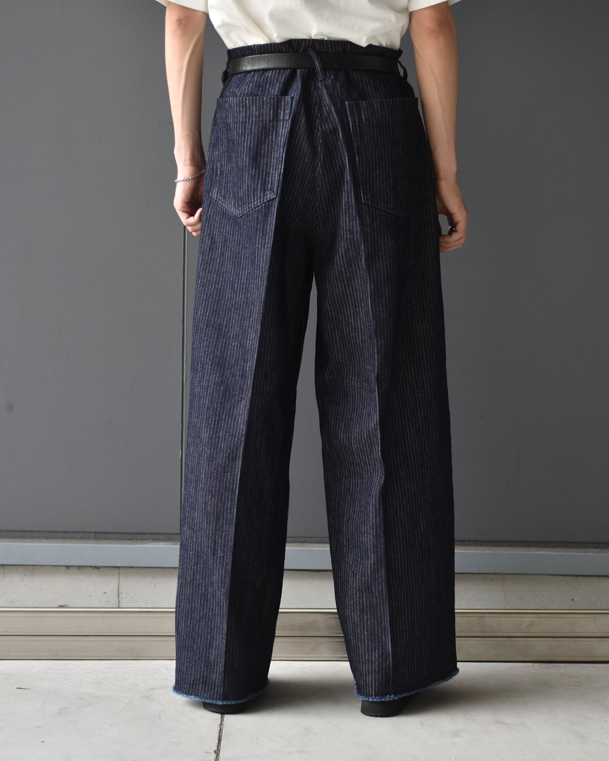 saby TUCK-BAGGY TYPE 2 - Stripe Denim One Wash 