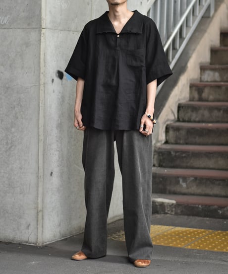 Gorsch the merry coachman European Linen Horizontal Open Raglan Short Sleeve Shirt