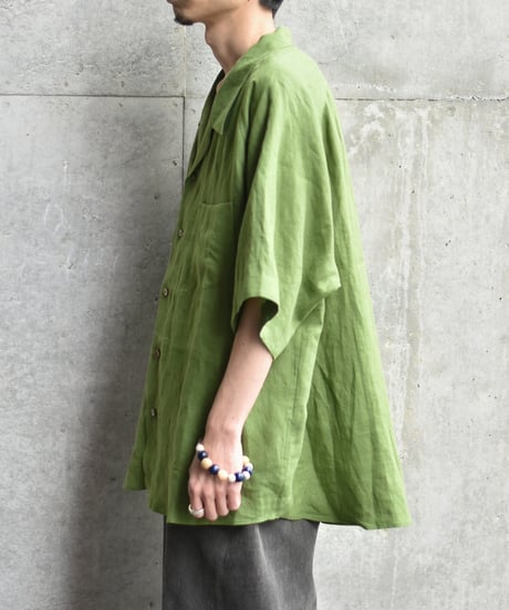 Gorsch the merry coachman European Linen Open Collar Raglan Short Sleeve Shirt