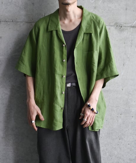 Gorsch the merry coachman European Linen Open Collar Raglan Short Sleeve Shirt