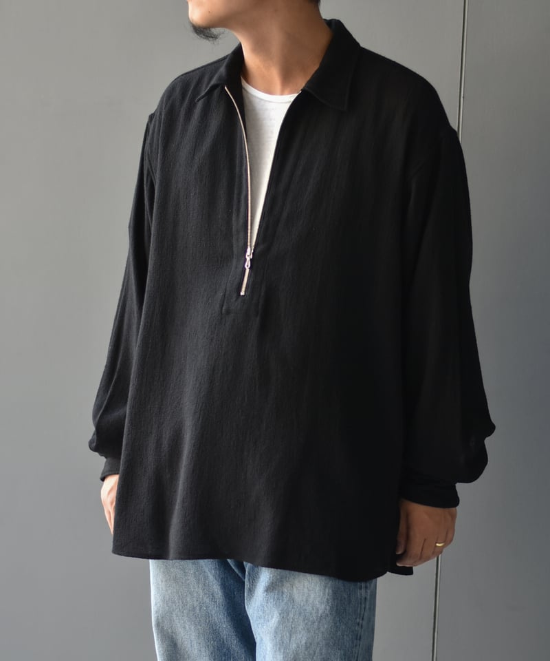 ULTERIOR WOOL SILK MESH HALF-ZIP SHIRT | 45do｜U