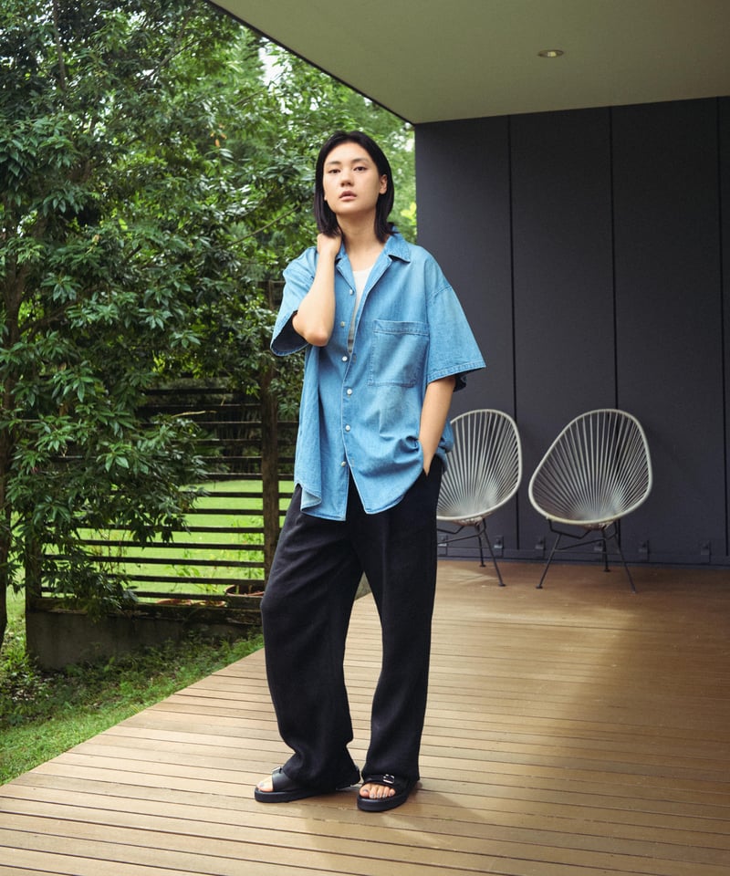 LAST1】 superNova. Big open collar S/S shirt -