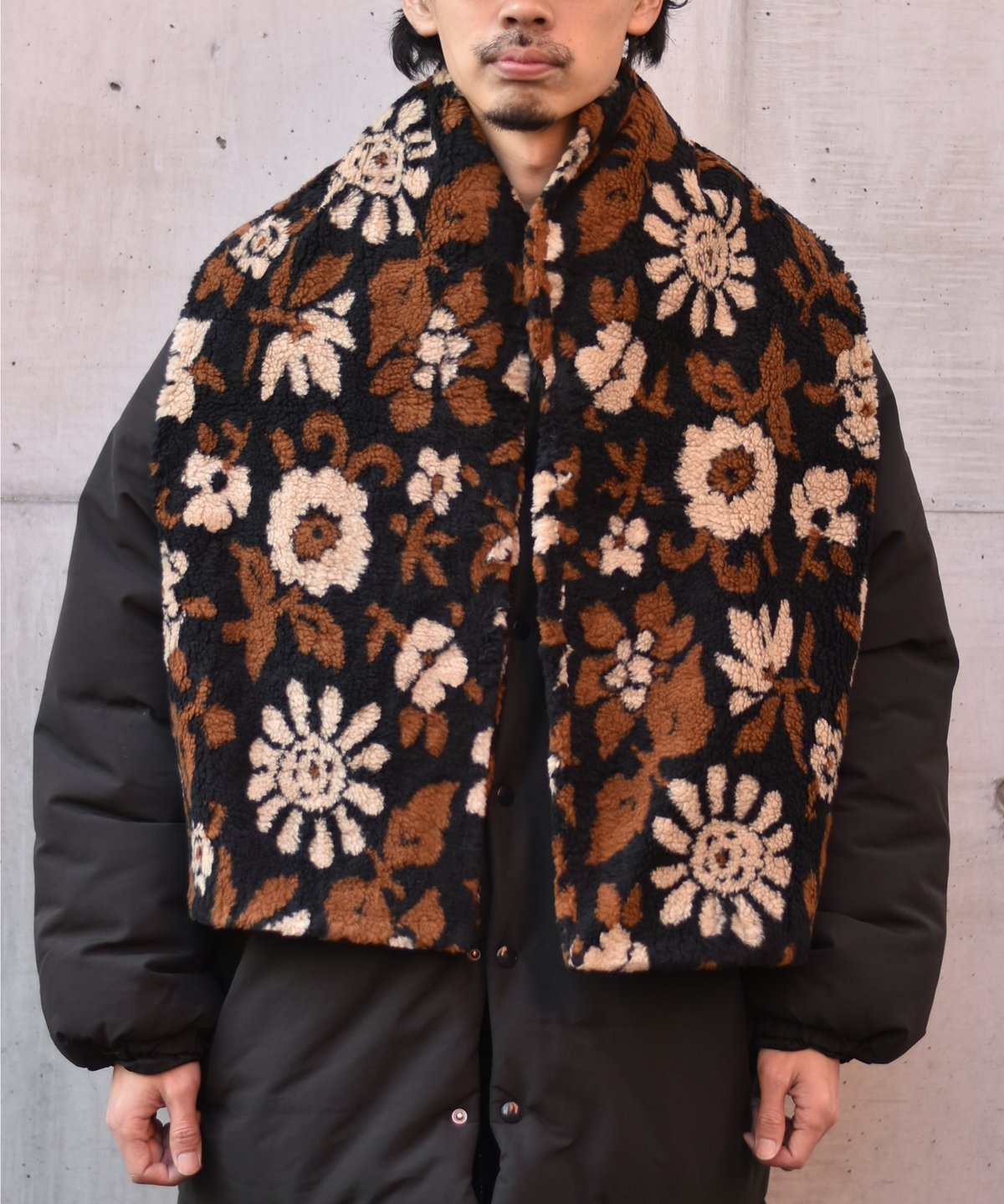 superNova. Flower camo jacquard boa muffler / B