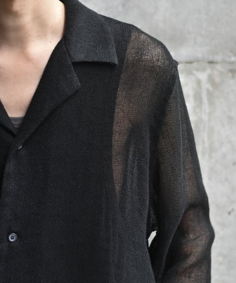 【LAST1】saby LAPEL SHIRTS - Bishu Japan Rayon Linen leno weave FAB -
