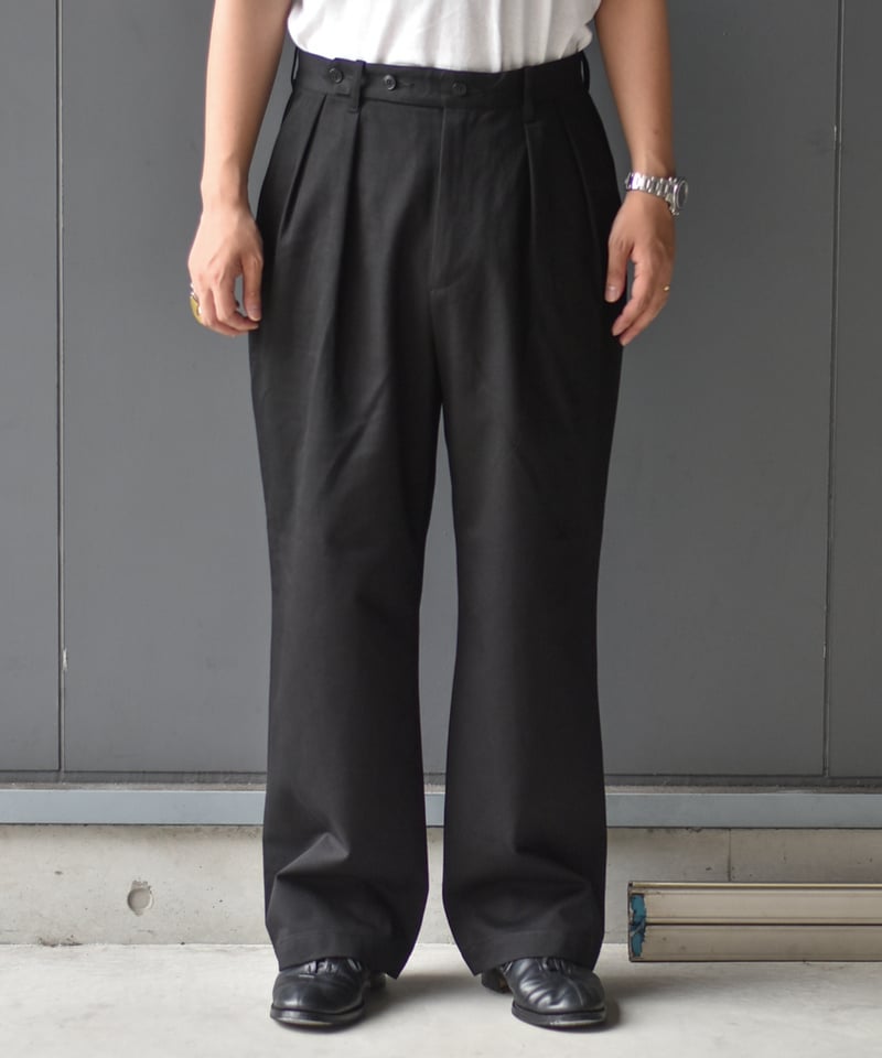 ULTERIOR WASHED VINTAGE TWILL TUCKED PANTS | 4